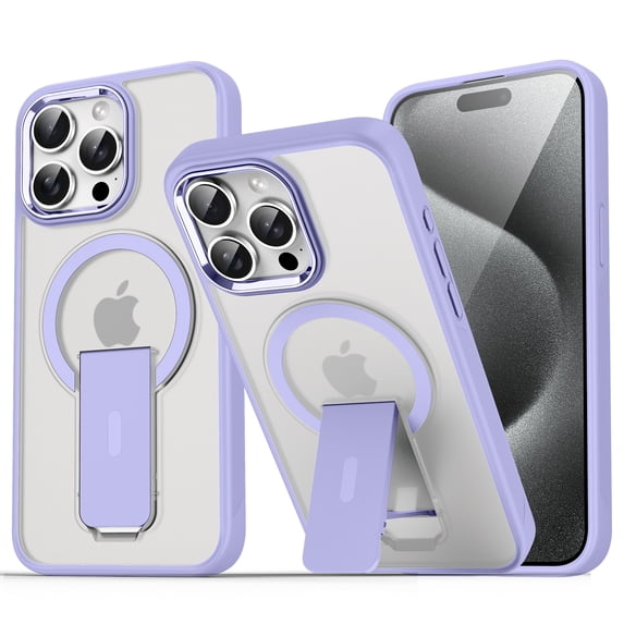 Allytechgroup iPhone 16 Pro Max Magnetic Case, Compatible with Magsafe Wireless Charging Support Bumper Shockproof Kickstand Translucent Matted Phone Case for Apple iPhone 16 Pro Max, Lavender