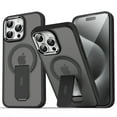 thumbnail image 1 of Allytechgroup iPhone 16 Pro Max Magnetic Case, Compatible with Magsafe Wireless Charging Support Bumper Shockproof Kickstand Translucent Matted Phone Case for Apple iPhone 16 Pro Max, Black, 1 of 10