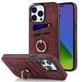 thumbnail image 1 of Allytechgroup iPhone 16 Pro Max Wallet Case with Cards Slots, Ring Holder Stand Slim Fit Anti-Scratch Drop Protection Shockproof Phone Case for Apple iPhone 16 Pro Max, Winered, 1 of 8
