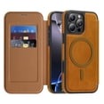 thumbnail image 1 of Allytechgroup iPhone 16 Pro Max Wallet Case Compatible with MagSafe, PU Leather Folio Card Holder RFID Blocking Shockproof Flip Cover Hidden Closure Phone Case for Apple iPhone 16 Pro Max, Brown, 1 of 8