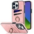 thumbnail image 1 of Allytechgroup iPhone 16 Pro Wallet Case with Cards Slots, Ring Holder Stand Slim Fit Anti-Scratch Drop Protection Shockproof Phone Case for Apple iPhone 16 Pro, Pink, 1 of 8