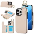 thumbnail image 1 of Allytechgroup iPhone 16 Pro Wallet Case, RFID Blocking Zipper Pocket Ring Holder Kickstand Bumper Shockproof Portable Durable Phone Case for Apple iPhone 16 Pro, White, 1 of 8