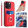 thumbnail image 1 of Allytechgroup iPhone 16 Pro Wallet Case for Women Men, Premium PU Leather Shockproof Hand Wrist Slim Fit Back Cover Phone Case for iPhone 16 Pro, Red, 1 of 7