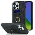 thumbnail image 1 of Allytechgroup iPhone 16 Wallet Case with Cards Slots, Ring Holder Stand Slim Fit Anti-Scratch Drop Protection Shockproof Phone Case for Apple iPhone 16, Black, 1 of 8