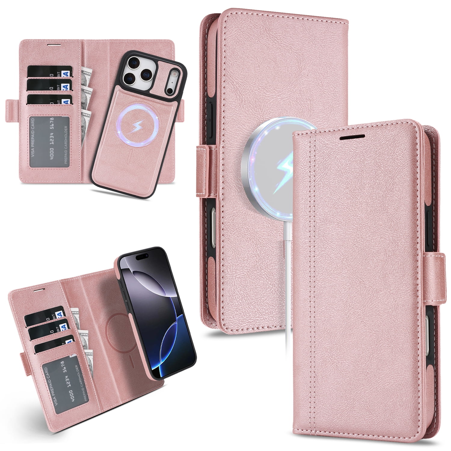 2 In 1 Detachable Glitter Wallet Phone Case For IPhone 15 Pro Max 14 Plus 13 12pro 11 Magnetic Leather Card Holder Cover - View #10