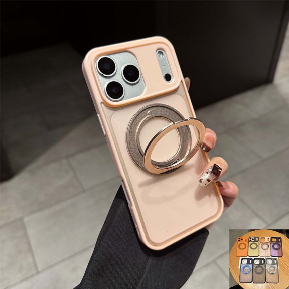 Allytechgroup for iPhone 16e Case, 360° Ring Kickstand Holder [Compatible with MagSafe] Matte Shockproof Soft TPU Bumper Hard Back Case, Magnetic Slim Lightweight Anti-Yellowing Shell, Pink