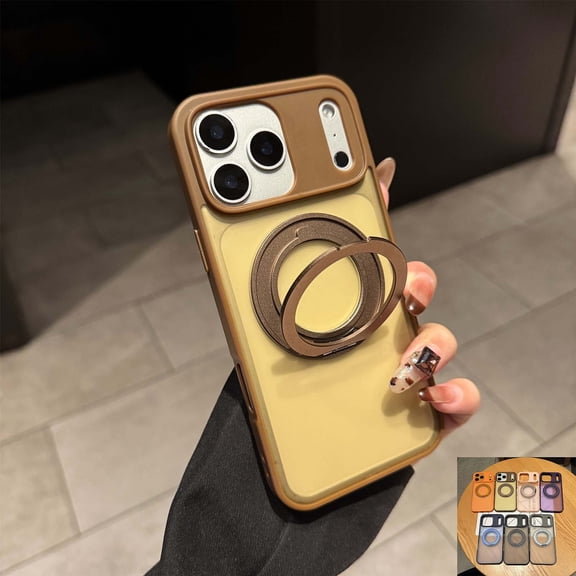 Allytechgroup for iPhone 16e Case, 360° Ring Kickstand Holder [Compatible with MagSafe] Matte Shockproof Soft TPU Bumper Hard Back Case, Magnetic Slim Lightweight Anti-Yellowing Shell, Gold