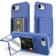 thumbnail image 1 of Allytechgroup iPhone 16e Case with Card Slots & Makeup Mirror, Rugged Shockproof Kickstand Bumper  Protective Hard PC Cover Phone Case for Apple iPhone 16e, Blue, 1 of 7
