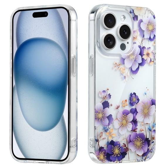 Allytechgroup iPhone 16e 17e Case Clear, Fashion Flowers Design Slim Shell Back Cover Shockproof Anti-Scratch Bumper Luxury Phone Case for Apple iPhone 16e/17e