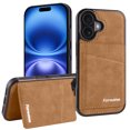 thumbnail image 1 of Allytechgroup for iPhone 16e Case with Credit Card Slots Holder/ Kickstand/ RFID Blocking Premium PU Leather Magnetic Wallet Cover Soft TPU Bumper Shockproof Flip Stand Protective Phone Shell, Brown, 1 of 15