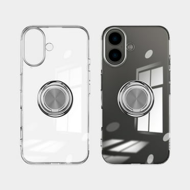 Allytechgroup iPhone 16e Case with Ring Holder, Kickstand Magnetic Case Compatible with Car Mount Bumper Rugged Shockproof Clear Back Cover Phone Case for Apple iPhone 16e, Silver