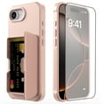 thumbnail image 1 of Allytechgroup iPhone 16e Case with Screen Protector, Hidden Cards Slots & Makeup Mirror Full Body Shockproof Anti-Scratch Drop Proof Phone Case Cover for Apple iPhone 16e, Rosegold, 1 of 6