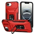 thumbnail image 1 of Allytechgroup iPhone 16e Case, Sliding Camera Lens Cover Military Grade Protection Stand Bracket Bumper Rugged TPU PC Phone Case for Apple iPhone 16e 6.1", Red, 1 of 8