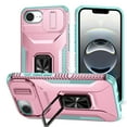 thumbnail image 1 of Allytechgroup iPhone 16e Case, Sliding Camera Lens Cover Military Grade Protection Stand Bracket Bumper Rugged TPU PC Phone Case for Apple iPhone 16e 6.1", Rosegold, 1 of 8