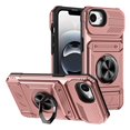 thumbnail image 1 of Allytechgroup for iPhone 16e Case, Soft TPU & Hard PC Back Shockproof Shell Anti-Slip Drop Proof Cover with Metal Ring Kickstand/ Card Slots/ Support Magnetic Car Mount Stand Phone Case, Rosegold, 1 of 7