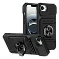 thumbnail image 1 of Allytechgroup for iPhone 16e Case, Soft TPU & Hard PC Back Shockproof Shell Anti-Slip Drop Proof Cover with Metal Ring Kickstand/ Card Slots/ Support Magnetic Car Mount Stand Phone Case, Black, 1 of 7