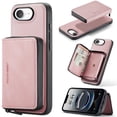 thumbnail image 1 of Allytechgroup for iPhone 16e Case, Vegan PU Leather Anti-Scratch Magnetic Detachable Wallet Zipper Purse Stand Case with Card Slots for iPhone 16e, Pink, 1 of 7
