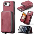 thumbnail image 1 of Allytechgroup for iPhone 16e Case, Vegan PU Leather Anti-Scratch Magnetic Detachable Wallet Zipper Purse Stand Case with Card Slots for iPhone 16e, Red, 1 of 7