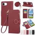 thumbnail image 1 of Allytechgroup iPhone 16e Case Wallet with Strap & Zipper Pocket, Crossbody Phone Case for Apple iPhone 16e Cover with Card Slots, Stand Function, Magnetic Closure PU Leather Folio Case,Red, 1 of 10
