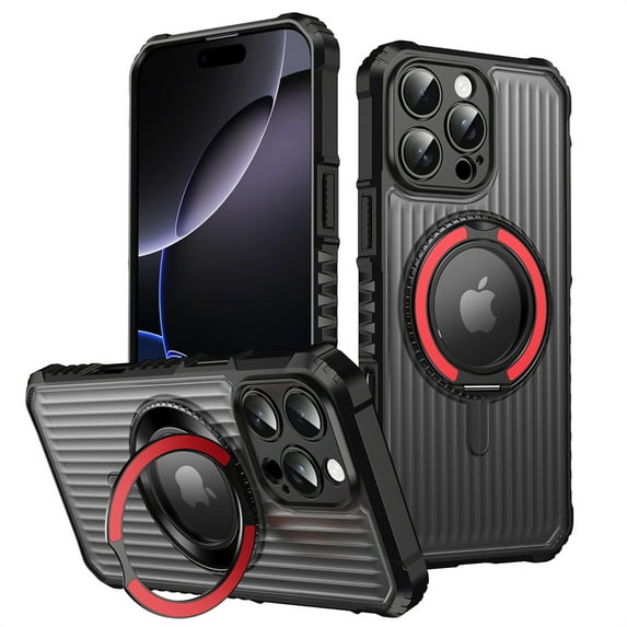 Allytechgroup for iPhone 16e Case with kickstand, Built-in Rotating Stand Universal Viewing Angles Precision Camera Cutouts Military Grade Drop Protection for Women Men, Red