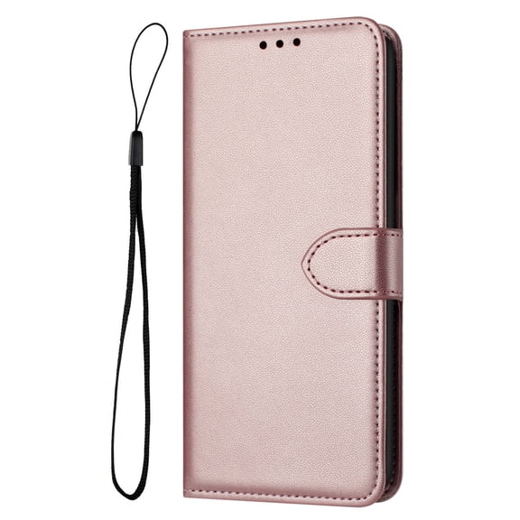 Allytechgroup iPhone 17e 16e Wallet Case for Women Men, Flip Cover Folio Stand Cards Holder Hand Wrist PU Leather TPU Interior Shockproof Magnetic Closure Case Cover for iPhone 17e 16e, Rosegold