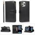 thumbnail image 1 of Allytechgroup iPhone 16e Wallet Case, 9 Cards Holder Zipper Wallet Case for Women Men Shockproof Hand Strap Full Protective Flip Stand Case Cover for Apple iPhone 16e, Black, 1 of 8