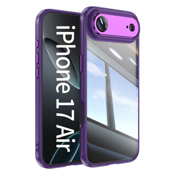 Allytechgroup iPhone 17 Air Case, Shockproof Bumper Slim Fit Clear Back Cover with Camera Lens Protector - Anti-Scratch Phone Case for Apple iPhone 17 Air, Darkpurple