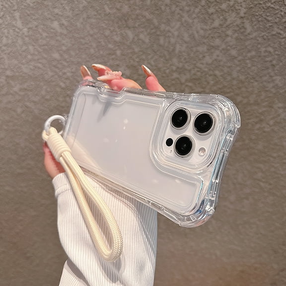 Allytechgroup iPhone 17 Air Clear Case with Hand Strap, Hybrid TPU PC Rugged Shockproof [Not-Yellowing] Corner Protective Slim Fit Shell Back Cover for Apple iPhone 17 Air, Clear