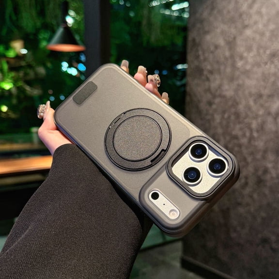 Allytechgroup for iPhone 17 Back Cover Protective Case, Built-in Kickstand Support Wireless Charging Shock-Absorbent PC+TPU Anti-Scratch Matte Bumper for iPhone 17, Black