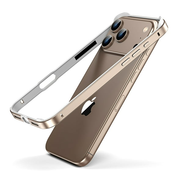 Allytechgroup For iPhone 17 Bumper Protective Case Cover, Metal+TPU Frame, Shock-Absorbent, Heat Dissipation, Lightweight, Non-Slip, Wireless Charging,Whitegold
