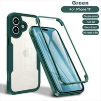 Allytechgroup for iPhone 17 Case with Built-in Screen Protector, Full Body Protection Hard Acrylic Back Lightweight Scratch Resistant Clear Shockproof Cover for iPhone 17, Darkgreen