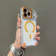 thumbnail image 1 of Allytechgroup iPhone 17 Case with Camera Bracket, Compatible with Magsafe Crystal Clear Back Cover Stand Shockproof Protective Transparent Rugged Case for Apple iPhone 17, Orange, 1 of 9