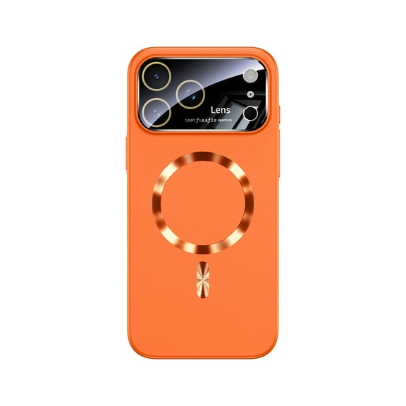 Allytechgroup for iPhone 17 Case with Camera Lens Protector, Hard PC & Acrylic Anti-Scratch Shock-Absorbent Anti-Fingerprint Support Wireless Charging Shpockproof for Women Men, Orange