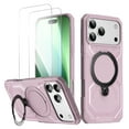 thumbnail image 1 of Allytechgroup iPhone 17 Case with Screen Protector, Compatible wiht Magsafe Hybrid TPU Hard PC Shockproof Anti-Scratch Ring Holder Kickstand Phone Case for Apple iPhone 17, Pink, 1 of 6