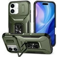thumbnail image 1 of Allytechgroup iPhone 17 Case, Sliding Camera Lens Cover Military Grade Protection Stand Bracket Bumper Rugged TPU PC Phone Case for Apple iPhone 17 6.3", Darkgreen, 1 of 8