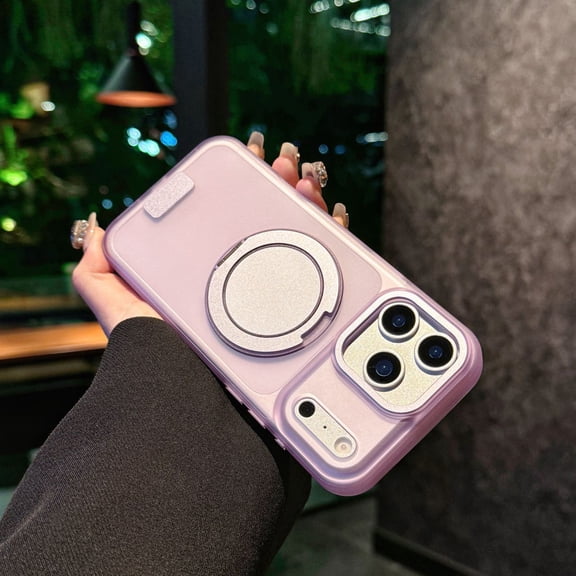 Allytechgroup for iPhone 17 Pro Back Cover Protective Case, Built-in Kickstand Support Wireless Charging Shock-Absorbent PC+TPU Anti-Scratch Matte Bumper for iPhone 17 Pro, Purple