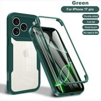 Allytechgroup for iPhone 17 Pro Case with Built-in Screen Protector, Full Body Protection Hard Acrylic Back Lightweight Scratch Resistant Clear Shockproof Cover for iPhone 17 Pro, Darkgreen