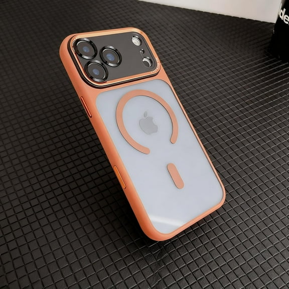 Allytechgroup iPhone 17 Pro Case Magnetic, Compatible with Magsafe Anti-Scratch Translucent Matte Back Cover Shock-Resistant Anti-Fingerprint Rugged Phone Case for iPhone 17 Pro, Orange