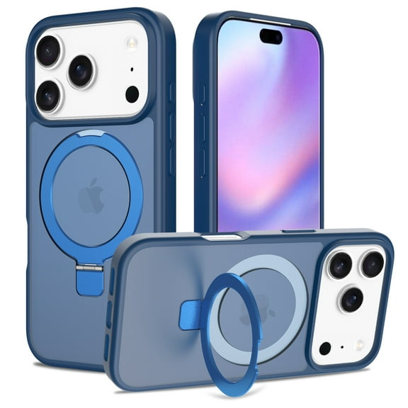 Allytechgroup iPhone 17 Pro Case Matte, [Compatible with Magsafe] Ring Holder Kickstand Anti-Scratch Shockproof Bumper Slim Fit Shell Phone Case Cover for Apple iPhone 17 Pro, Blue