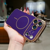 Allytechgroup iPhone 17 Pro Case for Women Girls, Compatible with Magsafe Luxury Electroplate Design Cute Heart Pattern Embossed Anti-Scratch Cover Case for iPhone 17 Pro, Darkpurple