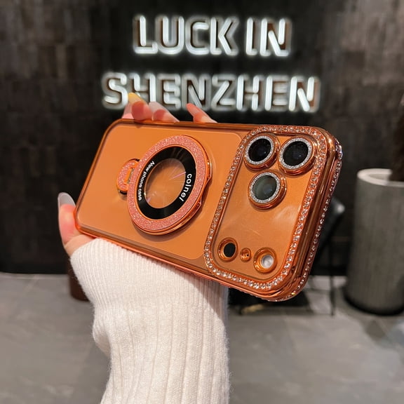 Allytechgroup for iPhone 17 Pro Max Back Cover Case with Kickstand, Shock-Absorbent & Non-Slip Features Slim Lightweight Rugged Shockproof Protective Back Cover Bumper for iPhone 17 Pro Max, Orange
