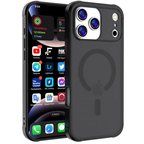 Allytechgroup for iPhone 17 Pro Max Back Cover Case, Shock-Absorbent Anti-Fingerprint Non-Slip Rugged Slim Lightweight Shockproof Protective Back Cover for iPhone 17 Pro Max, Black