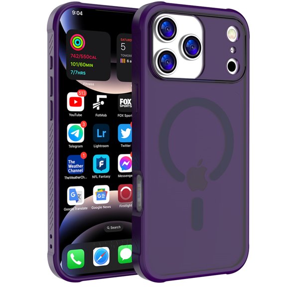 Allytechgroup for iPhone 17 Pro Max Back Cover Case, Shock-Absorbent Anti-Fingerprint Non-Slip Rugged Slim Lightweight Shockproof Protective Back Cover for iPhone 17 Pro Max, Darkpurple