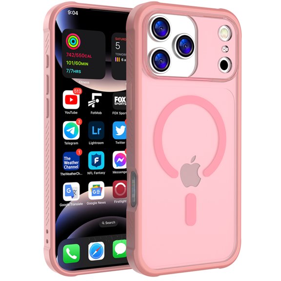 Allytechgroup for iPhone 17 Pro Max Back Cover Case, Shock-Absorbent Anti-Fingerprint Non-Slip Rugged Slim Lightweight Shockproof Protective Back Cover for iPhone 17 Pro Max, Pink