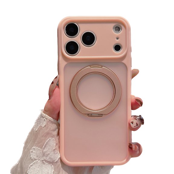 Allytechgroup for iPhone 17 Pro Max Back Cover with Magnetic Kickstand and Shock-Absorbent Protection, Support Wireless Charging Non-Slip Anti-fingerprint Shockproof Bumper for Women Men