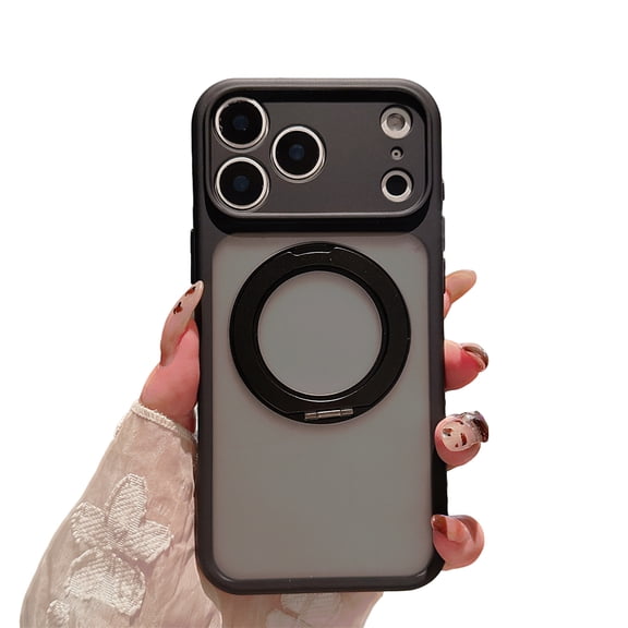 Allytechgroup for iPhone 17 Pro Max Back Cover with Magnetic Kickstand and Shock-Absorbent Protection, Support Wireless Charging Non-Slip Anti-fingerprint Shockproof Bumper for Women Men