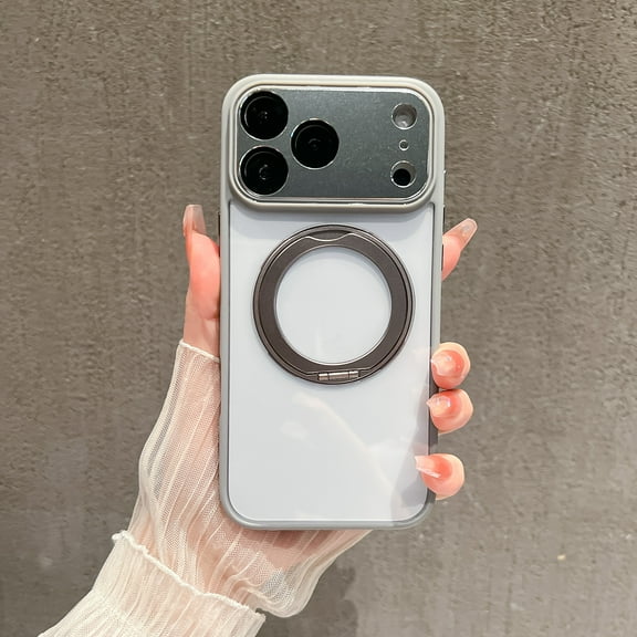 Allytechgroup for iPhone 17 Pro Max Case with Camera Lens Protector, Rugged Shockproof Kickstand Bumper Ring Holder Slim Fit Drop Proof Phone Case for iPhone 17 Pro Max, Gray