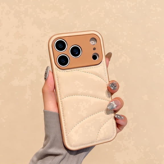 Allytechgroup Anti-Scratch PU Leather Hard Shell Fashion Cell Phone Case with 1 x Phone Case for Apple iPhone 17 Pro Max, Beige
