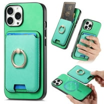 Allytechgroup for iPhone 17 Pro Max Case, Detachable Magnetic Wallet Case with Card Holder & Ring Stand, Support Car Mount, Premium PU Leather Shockproof Durable Protective Slim Case Cover, Green