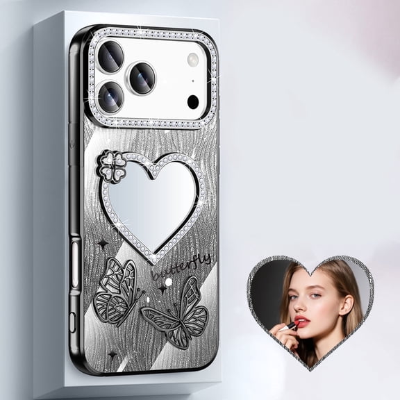 Allytechgroup Shock-Absorbent Glitter Hard Shell Fashion Cell Phone Case with Protective Case Cover for Apple iPhone 17 Pro Max, Black